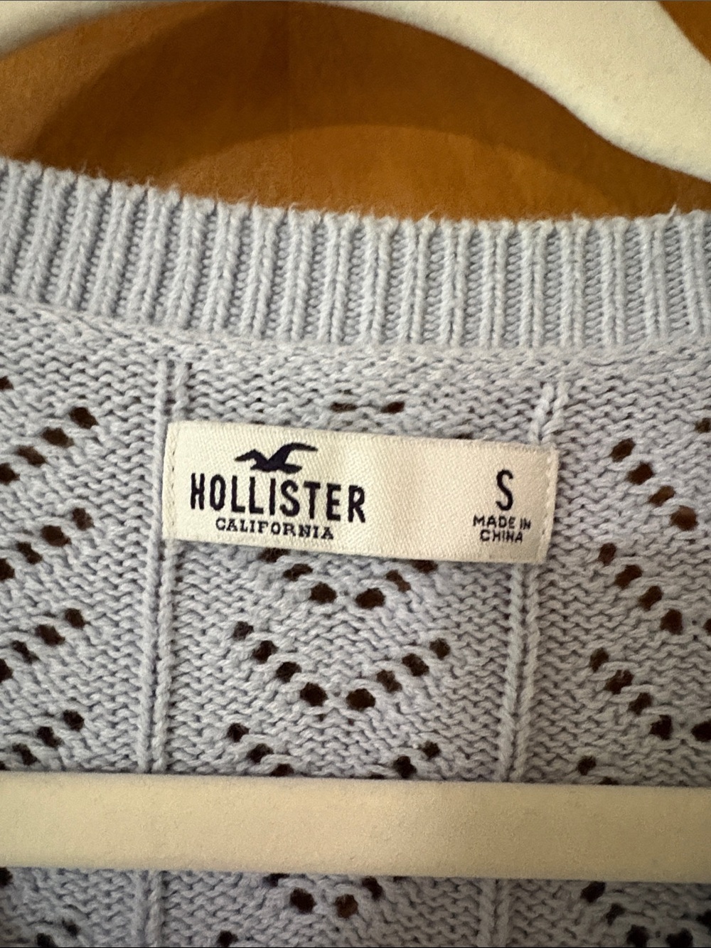 Hollister Pale Blue Cropped Open-Knit V-Neck Cardigan - Picture 2 of 2